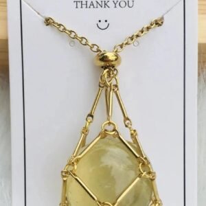 Gold finish Crystal holder necklace- Large