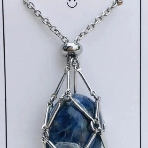 Silver Finish Crystal Holder Necklace - Large